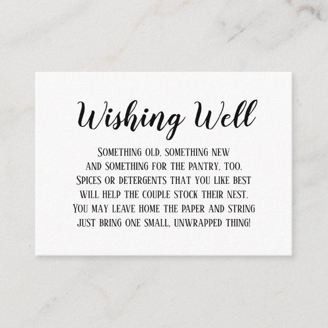 Minimalistic Elegant Wedding Wishing Well Card (Front)