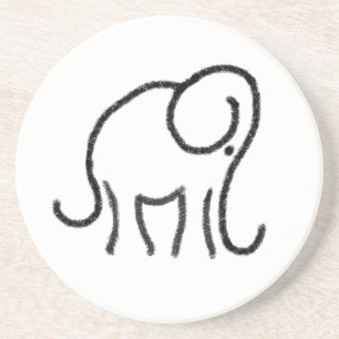 Minimalistic Elephant Emblem Stone Drink Coaster