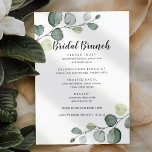 Minimalistic Eucalyptus Bridal Brunch Menu<br><div class="desc">A beautiful bridal brunch menu for your bridal shower celebration. The elegant brunch menu card features a calligraphy heading with a minimalistic presentation of the menu. also,  the cards come with a Floral botanical style and leaves decoration.</div>