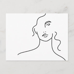 Minimalistic Face Line Drawing Postcard