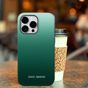 Minimalistic fading in green shades with name Case-Mate iPhone 14 pro max case