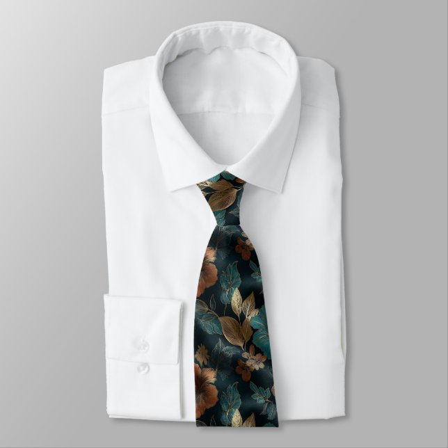 Minimalistic Fathers Day Gift Tropical Flower Tie (Tied)