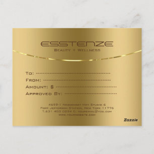 Minimalistic faux gold texture gift certificate postcard