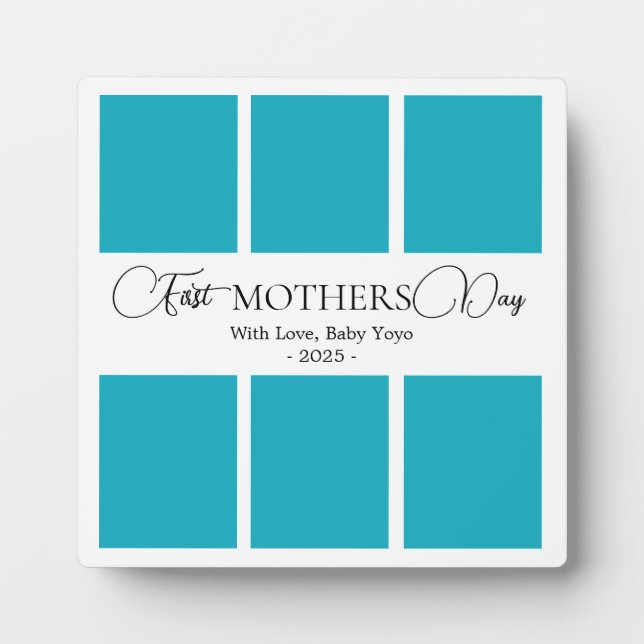 Minimalistic First Mother's Day Picture Collage Plaque (Front)