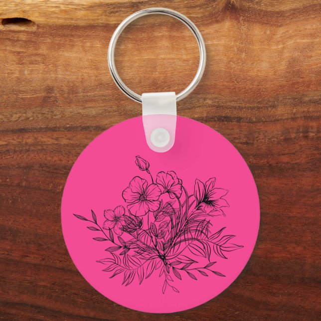 Minimalistic Floral Bouquet  Keychain (Front)