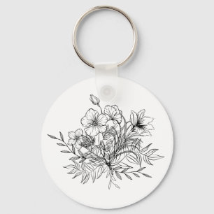 Minimalistic Floral Bouquet  Keychain