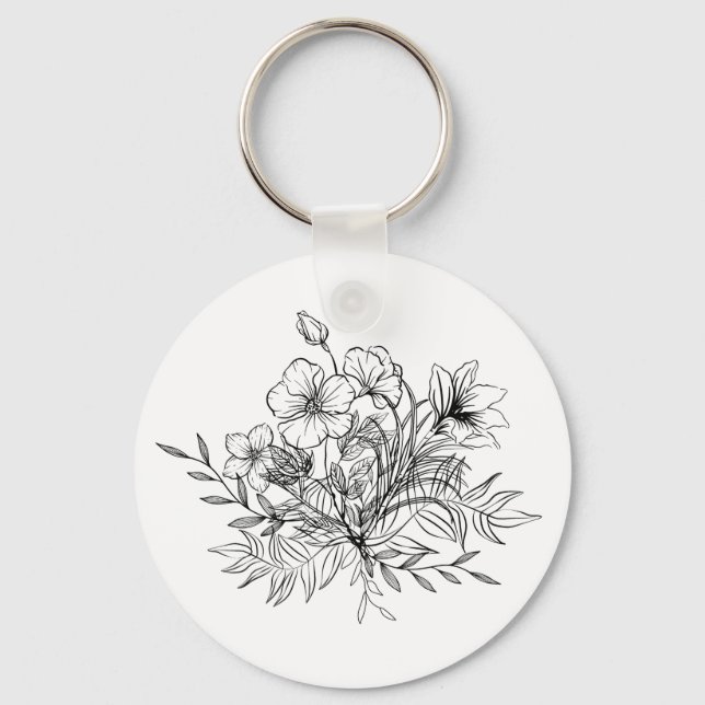 Minimalistic Floral Bouquet  Keychain (Front)