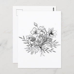 Minimalistic Floral Bouquet Postcard