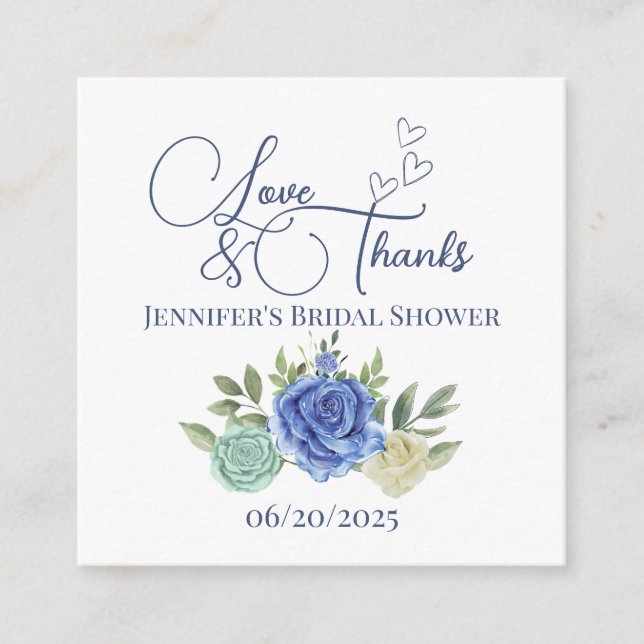 Minimalistic floral love and thanks bridal  enclosure card (Front)