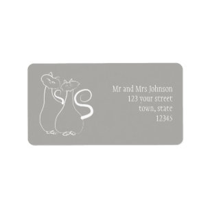 Minimalistic Freehand Pair Cats Address Label