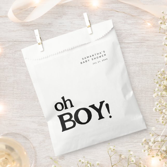 Minimalistic Fun Oh Boy Baby Shower  Favour Bag (Clipped)