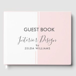 Minimalistic Geometric Pink & White Lines & Shapes Guest Book