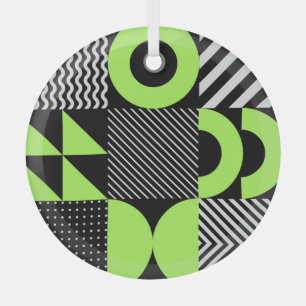 Minimalistic geometric, Scandinavian vintage patte Glass Ornament