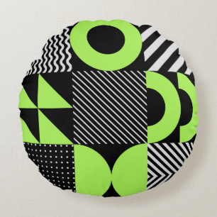 Minimalistic geometric, Scandinavian vintage patte Round Pillow
