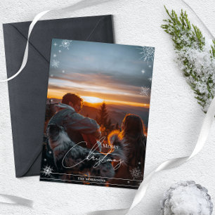 Minimalistic Geometric Snowflakes Custom Christmas Holiday Card