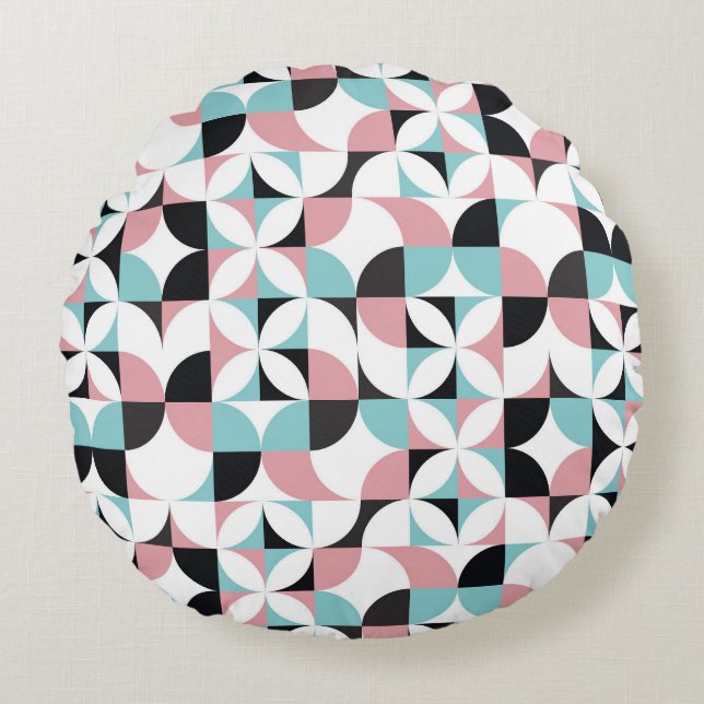 Minimalistic geometry, Scandinavian style artwork. Round Pillow (Front)