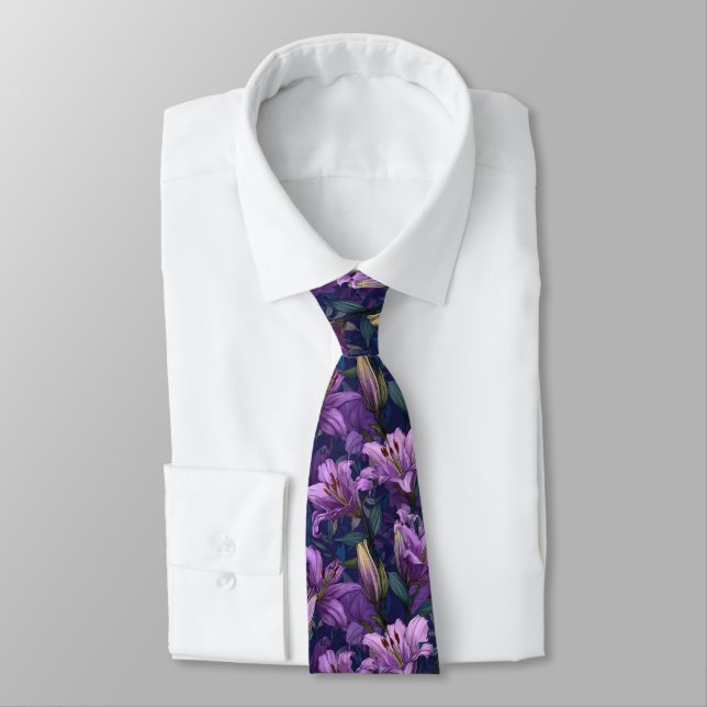 Minimalistic Gifts For Father Lilies Flower Tie (Tied)