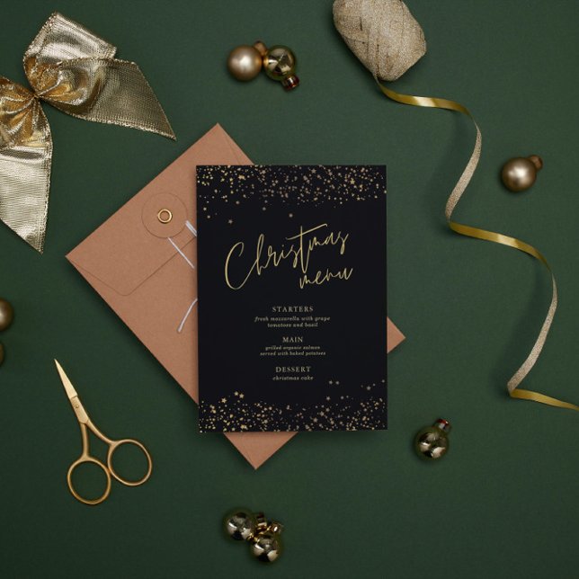 Minimalistic Gold and Black Christmas Menu Invitation (Creator Uploaded)