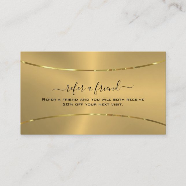 Minimalistic Gold Black Typography Referral Card (Front)