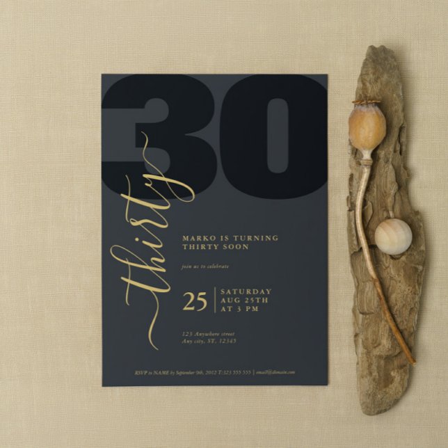 Minimalistic Gold Calligraphy Birtday Invitations (Creator Uploaded)