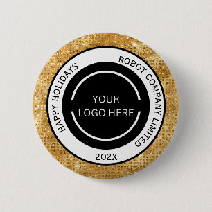 Minimalistic Gold Company Logo and Name  2 Inch Round Button