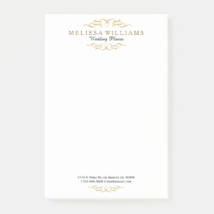 Minimalistic Gold Glitter Swirls & White Post-it Notes