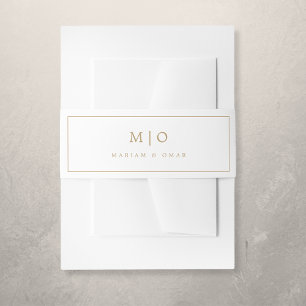 Minimalistic Gold Monogram Wedding Invitation Belly Band