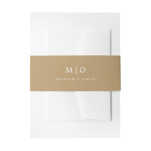 Minimalistic Gold Monogram Wedding Invitation Belly Band