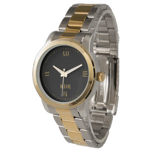 Minimalistic Gold Roman Numerals Monogram Watch