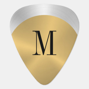 Minimalistic Gold & Silver Metallic Monogram Guitar Pick