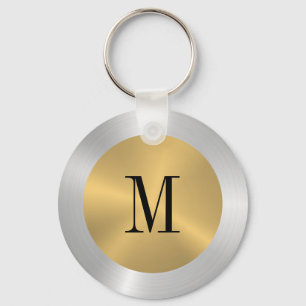Minimalistic Gold & Silver Metallic Monogram Keychain