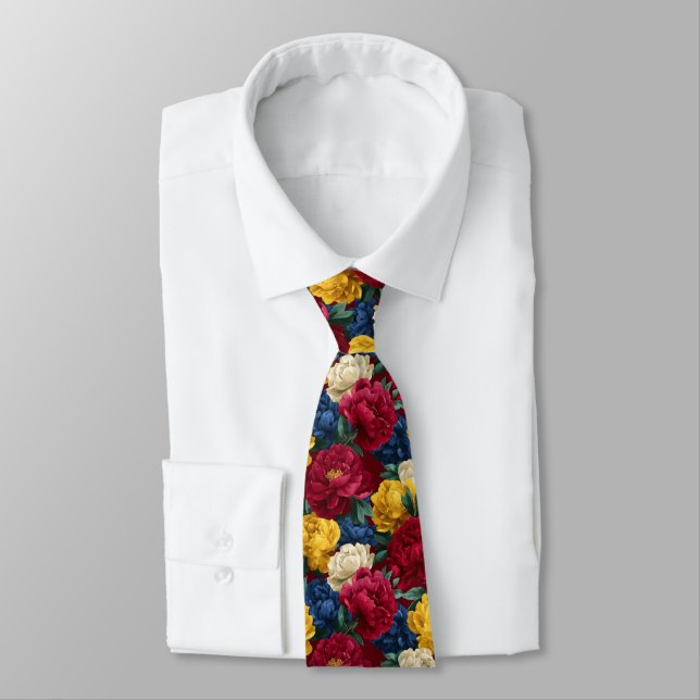 Minimalistic Graduation Gifts For Him Peonies Flow Tie (Tied)