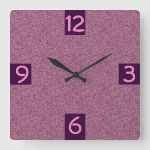 Minimalistic Graphic Purple quarterly digits Square Wall Clock