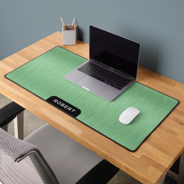 Minimalistic green brushed aluminum texture desk mat (Office 2)