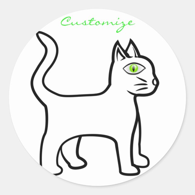 Minimalistic Green-eye Cat Thunder_Cove Classic Round Sticker (Front)