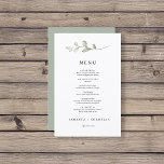 Minimalistic Greenery | Botanical Wedding Menu<br><div class="desc">Minimalistic Wedding Menu Invitations - features elegant watercolor twig and simple black text. The reverse side of this elegant menu card is dusty pastel green.</div>