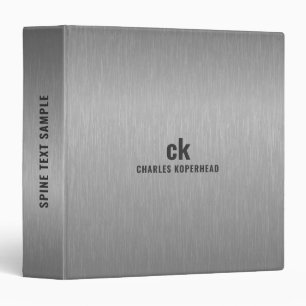 Minimalistic Grey Black Metallic Texture Print Binder