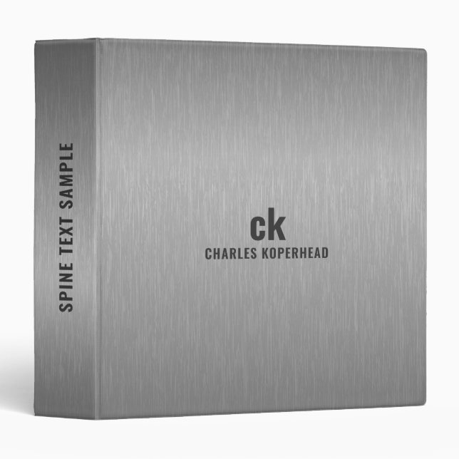 Minimalistic Grey Black Metallic Texture Print Binder (Front/Spine)
