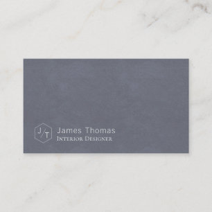 Minimalistic Grey Blue Monogram Business Card