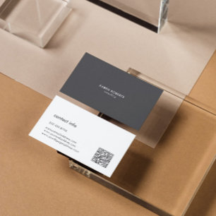 Minimalistic Grey Linen White Typography Business Card