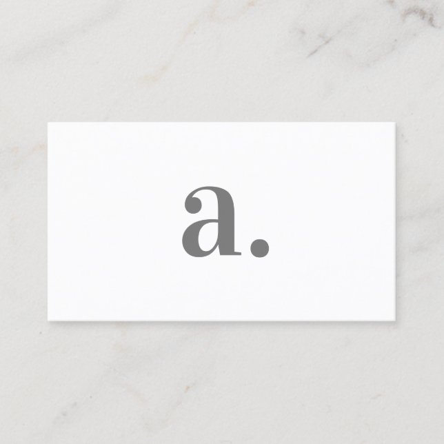 Minimalistic Grey White Monogram Modern Elegant Business Card (Front)