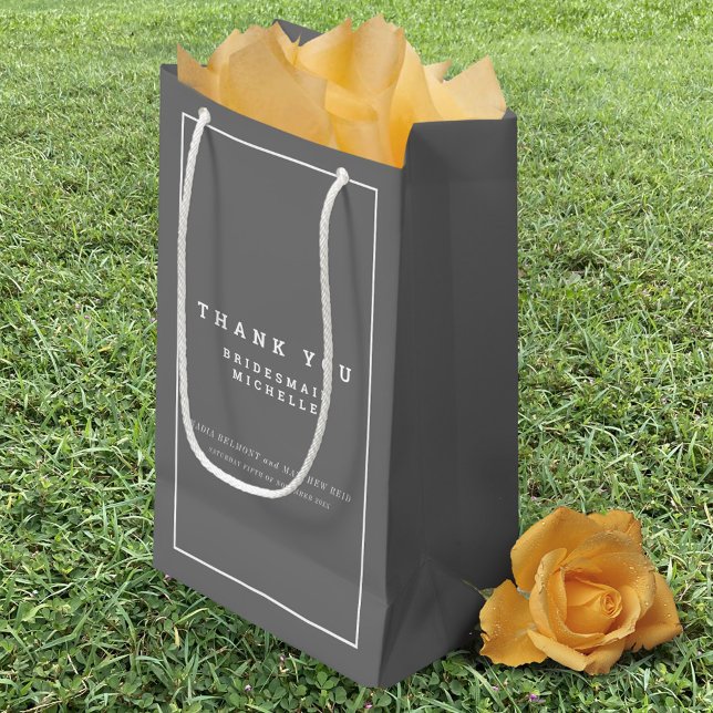 Minimalistic grey white wedding favour bag (Creator Uploaded)