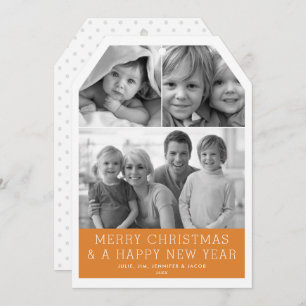 Minimalistic Grid 3 Photo Tag Holiday Card