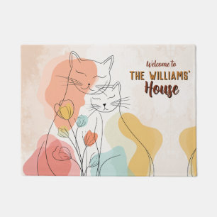Minimalistic Hairless Cat Mom Dad Home Outdoor Doormat