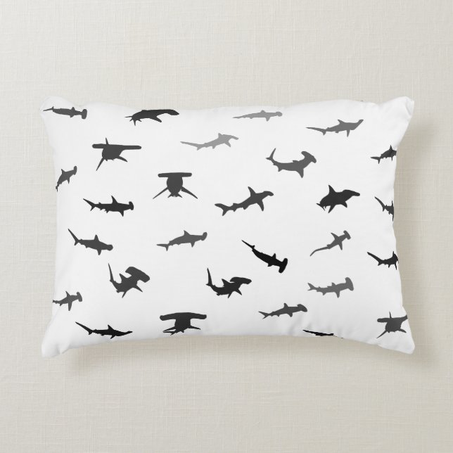 Minimalistic Hammerhead Shark Hammerhead Pattern Accent Pillow (Front)