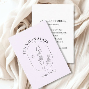 Minimalistic Hands, Star, Leafy, Line Art, Purple Business Card