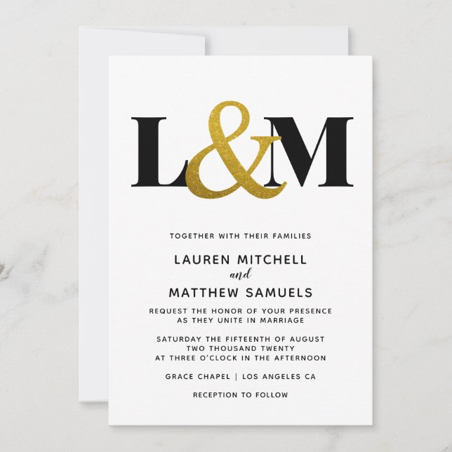 Minimalistic Initial Wedding Invitation (Front)