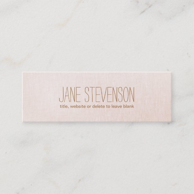 Minimalistic is Sweet Light Pink Linen Look Mini Business Card (Front)