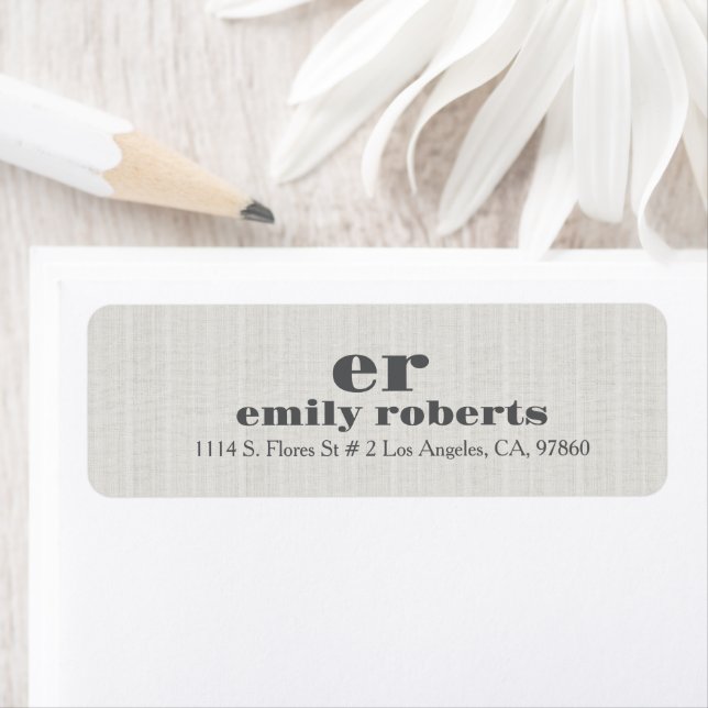 Minimalistic Ivory White Burlap Gray Typography (En situation)