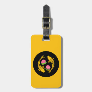 Minimalistic Koi Fish Swirl With Water Lillies Luggage Tag